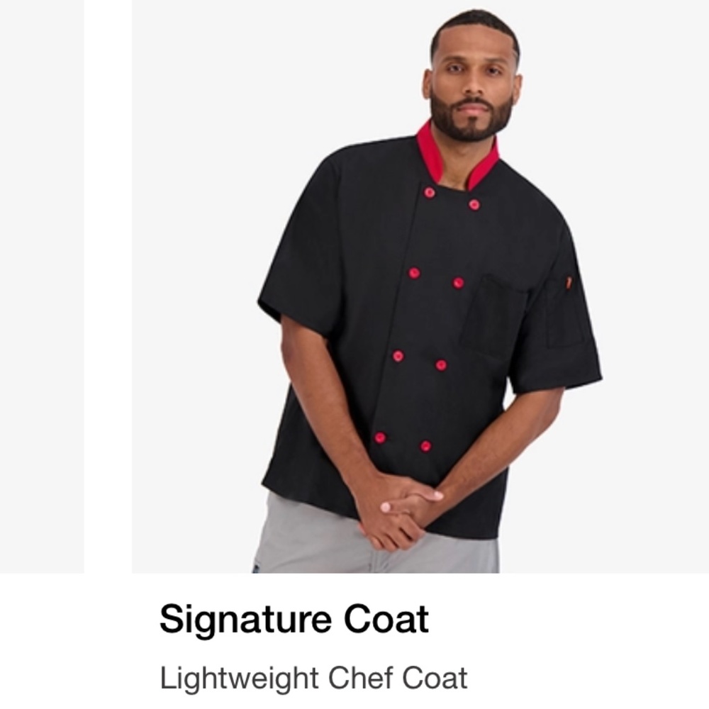 Happy Chef Signature Chef Coat NEW | Large | Unisex | Black/Red - Picture 15 of 16